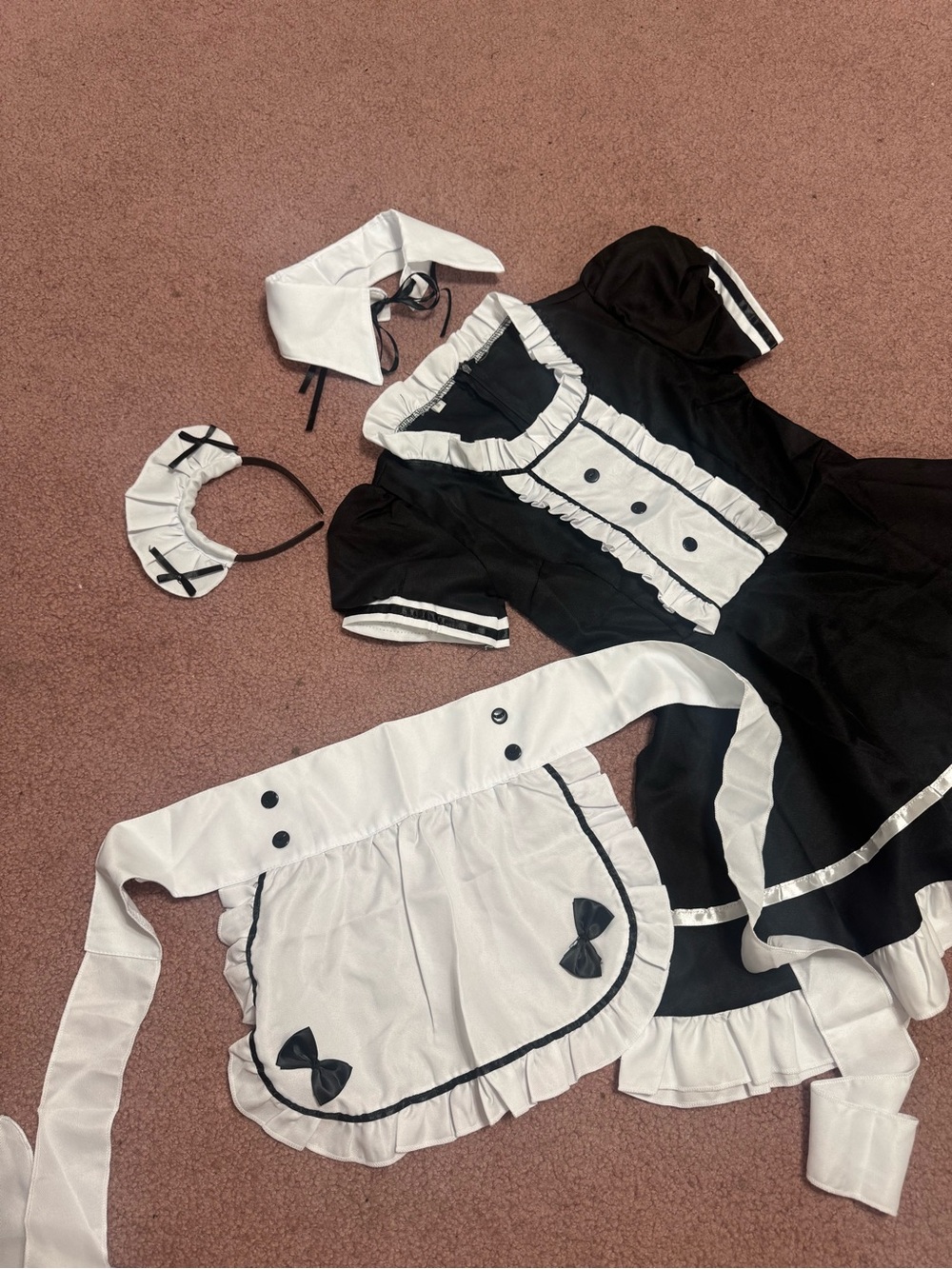 New S black maid French costume dress Lolita goth gothic apron festival outfit - Picture 3 of 5